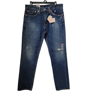 Levi's Size 34x30 Slim Fit 511 Distressed Denim Jeans in Medium Dark Blue NEW